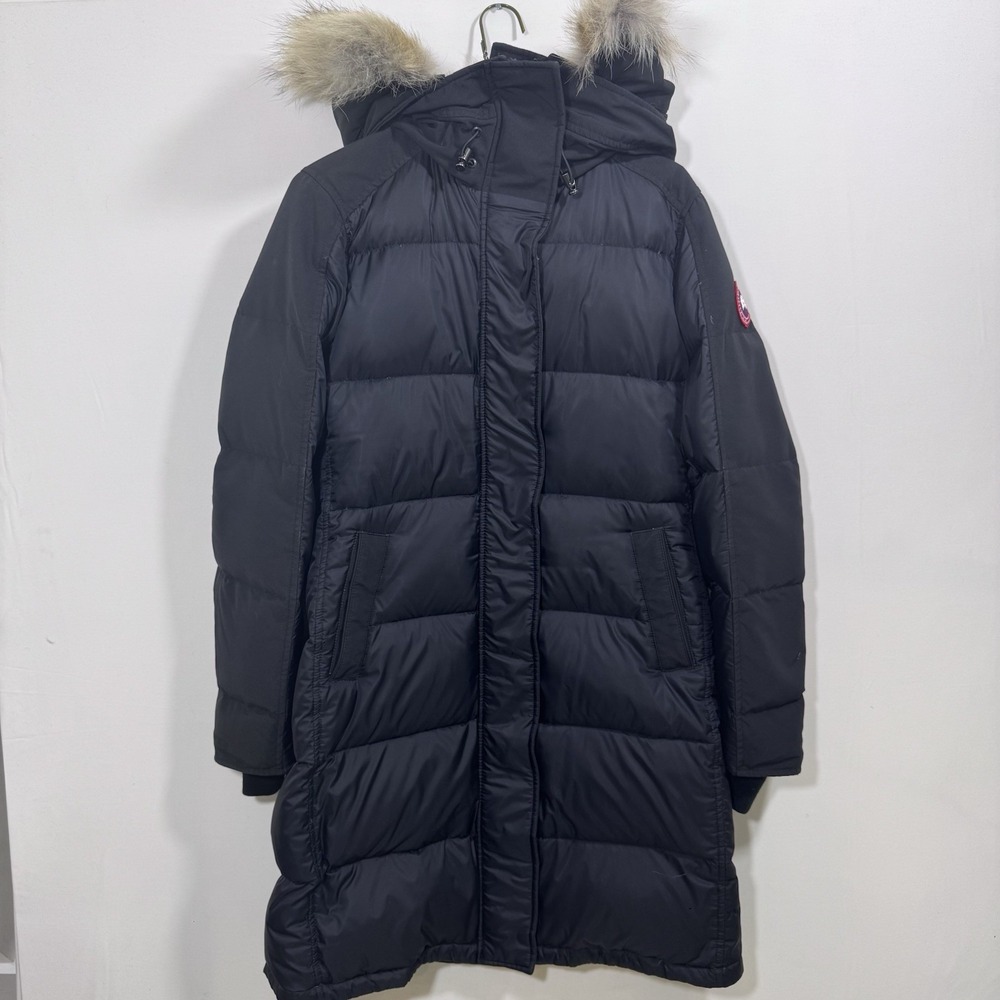 Canada Goose Rowley Parka Duck Down Coat Black Coyote Fur Women M Medium Luxury